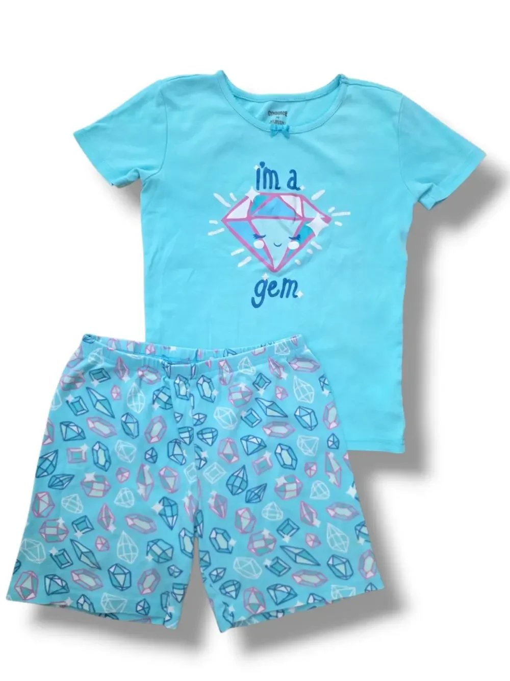 Gymboree Girls Size 10 I'm A Gem Shortie Pajama Set Gymmies Blue Pink 2pc